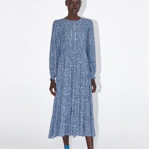 Zara Blue Printed Prairie Dress